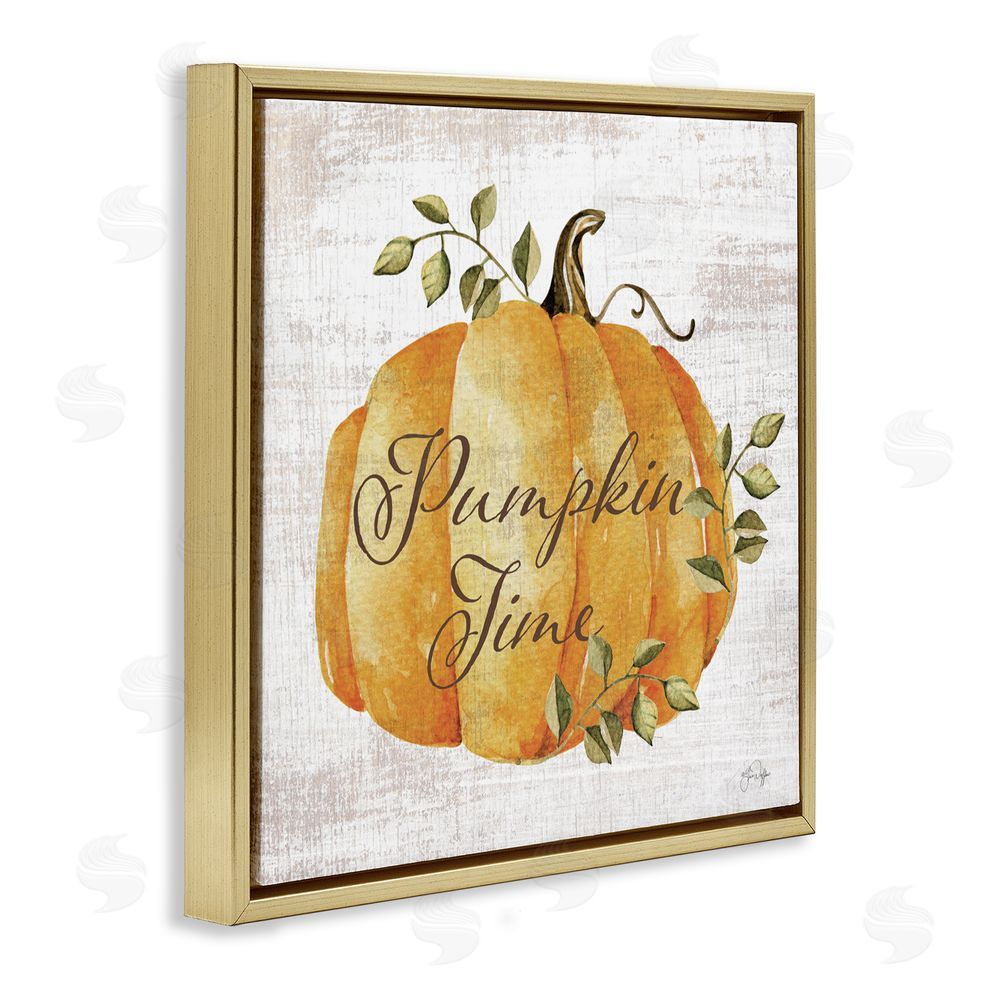 Yass Naffas Designs Pumpkin Time over Rustic Gold Floating Frame Canvas Art Print