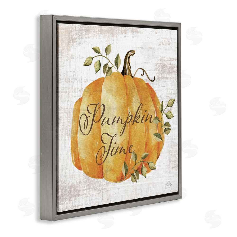 Yass Naffas Designs Pumpkin Time over Rustic Gray Floating Frame Canvas Art Print