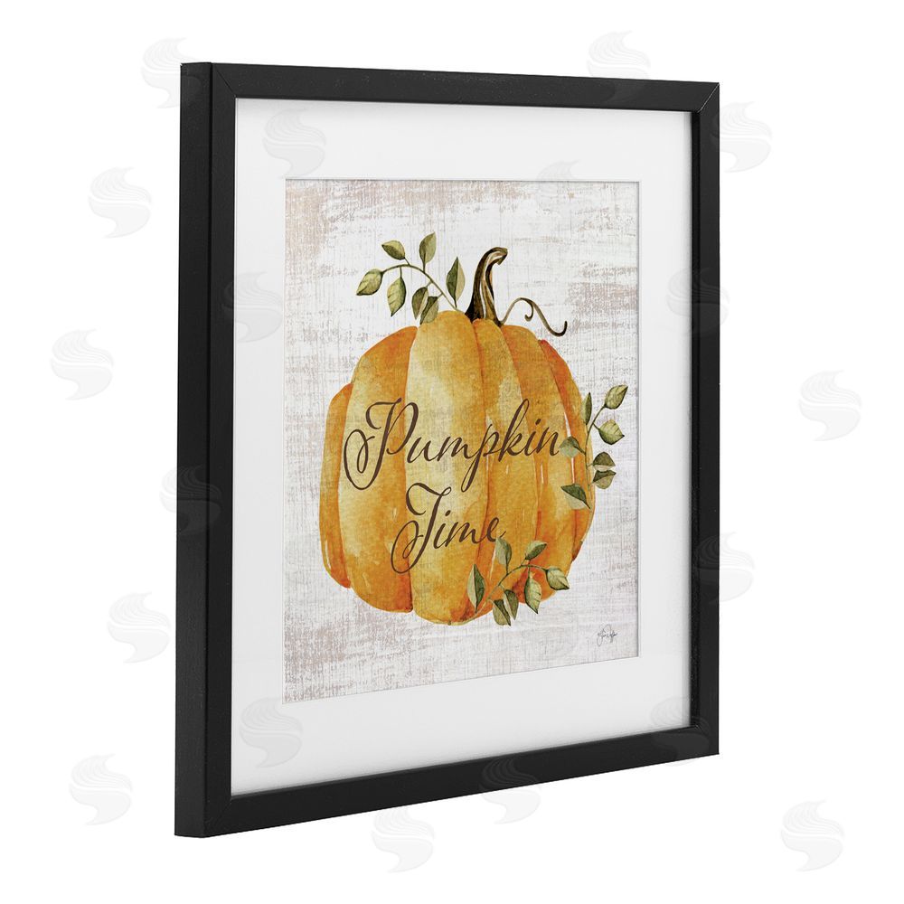 Yass Naffas Designs Pumpkin Time over Rustic Black Framed Print Under Glass Art