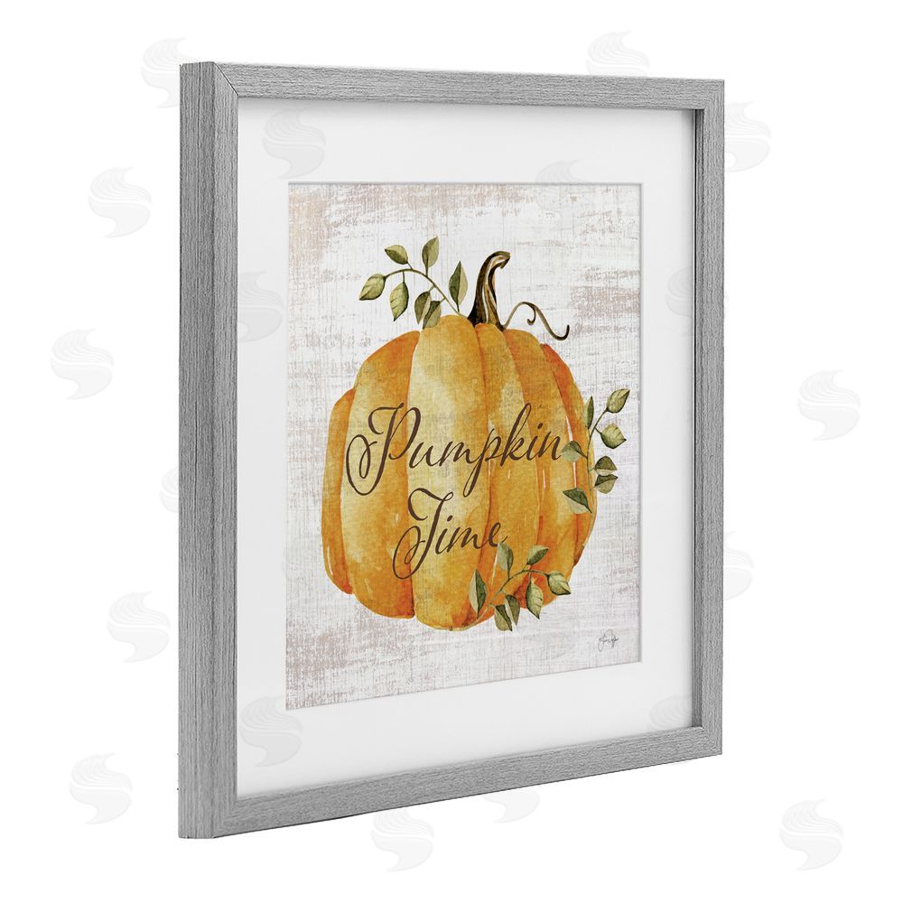 Yass Naffas Designs Pumpkin Time over Rustic Gray Framed Print Under Glass Art