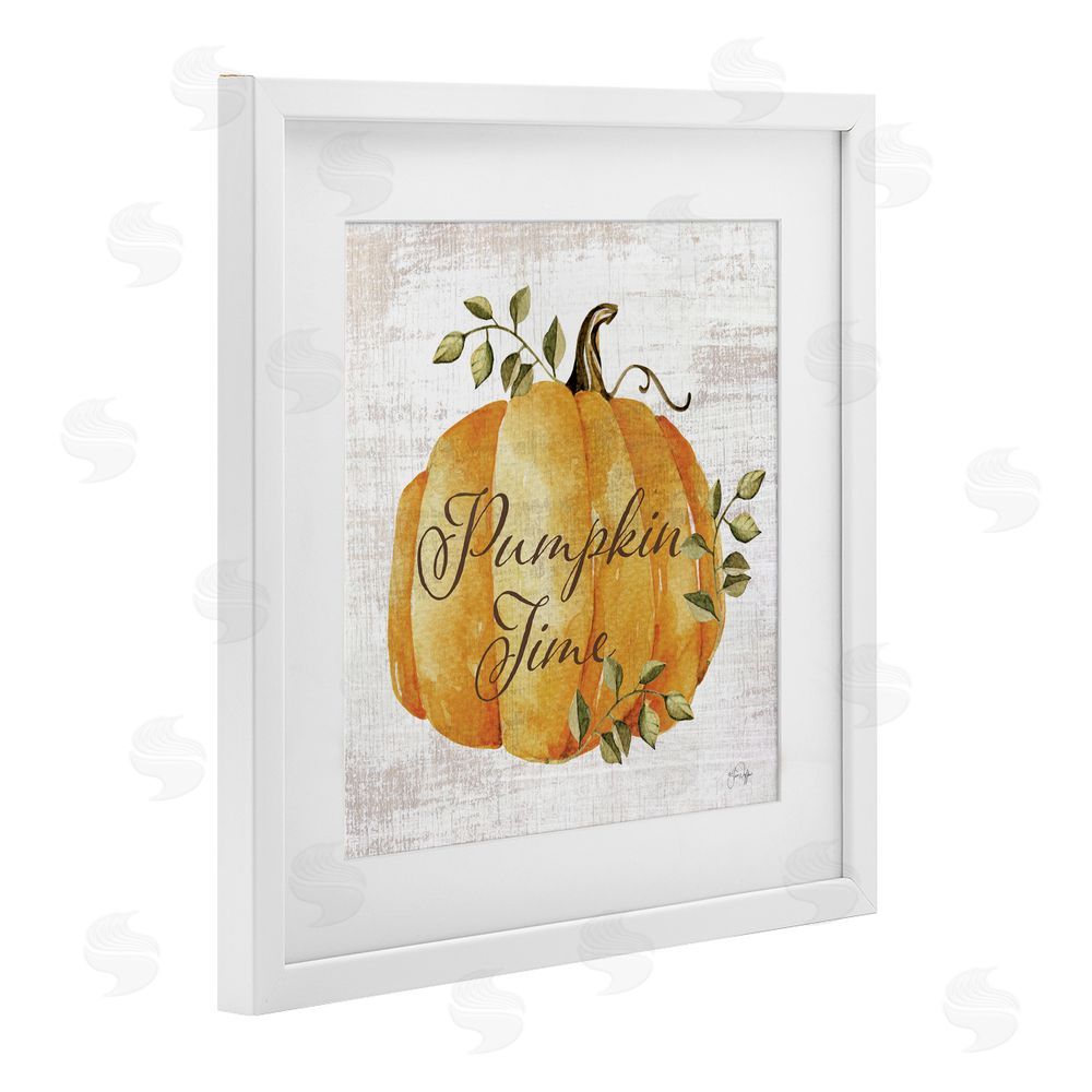 Yass Naffas Designs Pumpkin Time over Rustic White Framed Print Under Glass Art