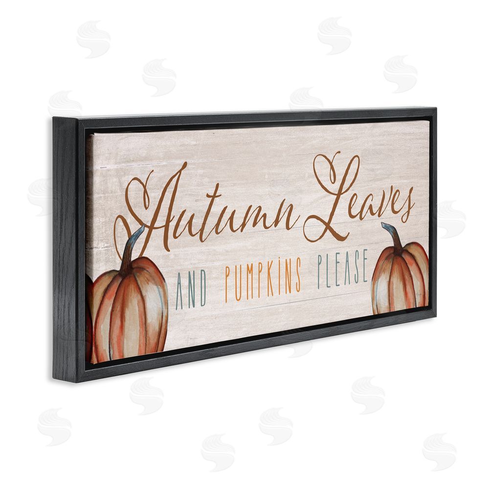 Yass Naffas Designs Autumn Traditions Leaves & Pumpkins Black Floating Frame Canvas Wall Art Print