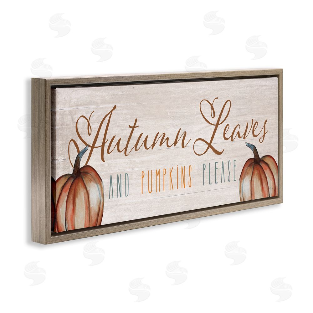 Yass Naffas Designs Autumn Traditions Leaves & Pumpkins Brown Floating Frame Canvas Art Print
