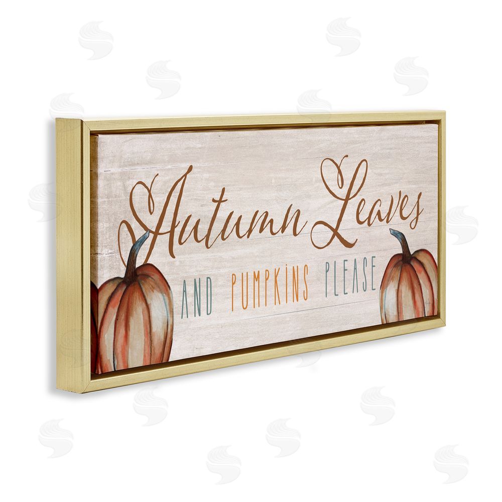 Yass Naffas Designs Autumn Traditions Leaves & Pumpkins Gold Floating Frame Canvas Art Print