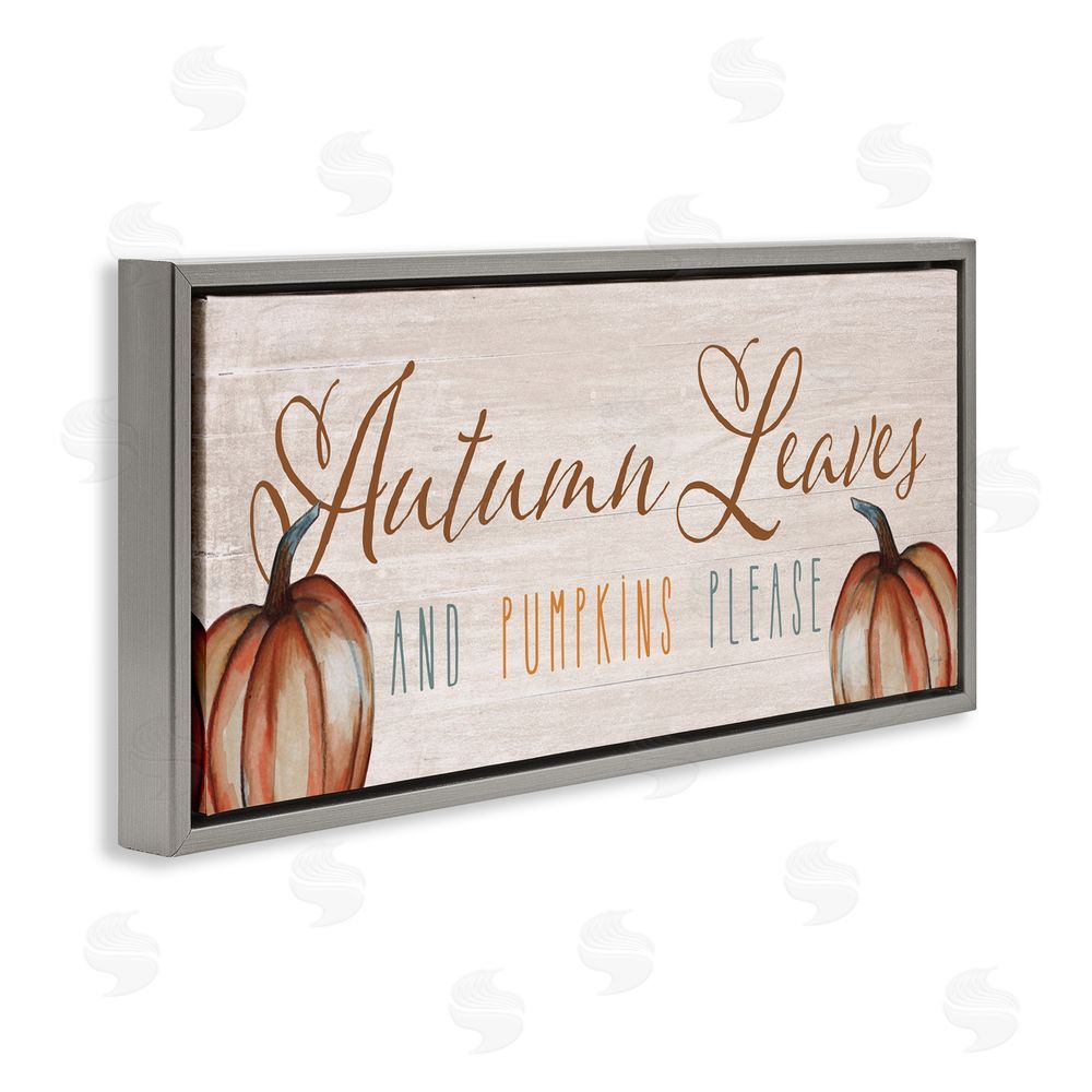 Yass Naffas Designs Autumn Traditions Leaves & Pumpkins Gray Floating Frame Canvas Art Print