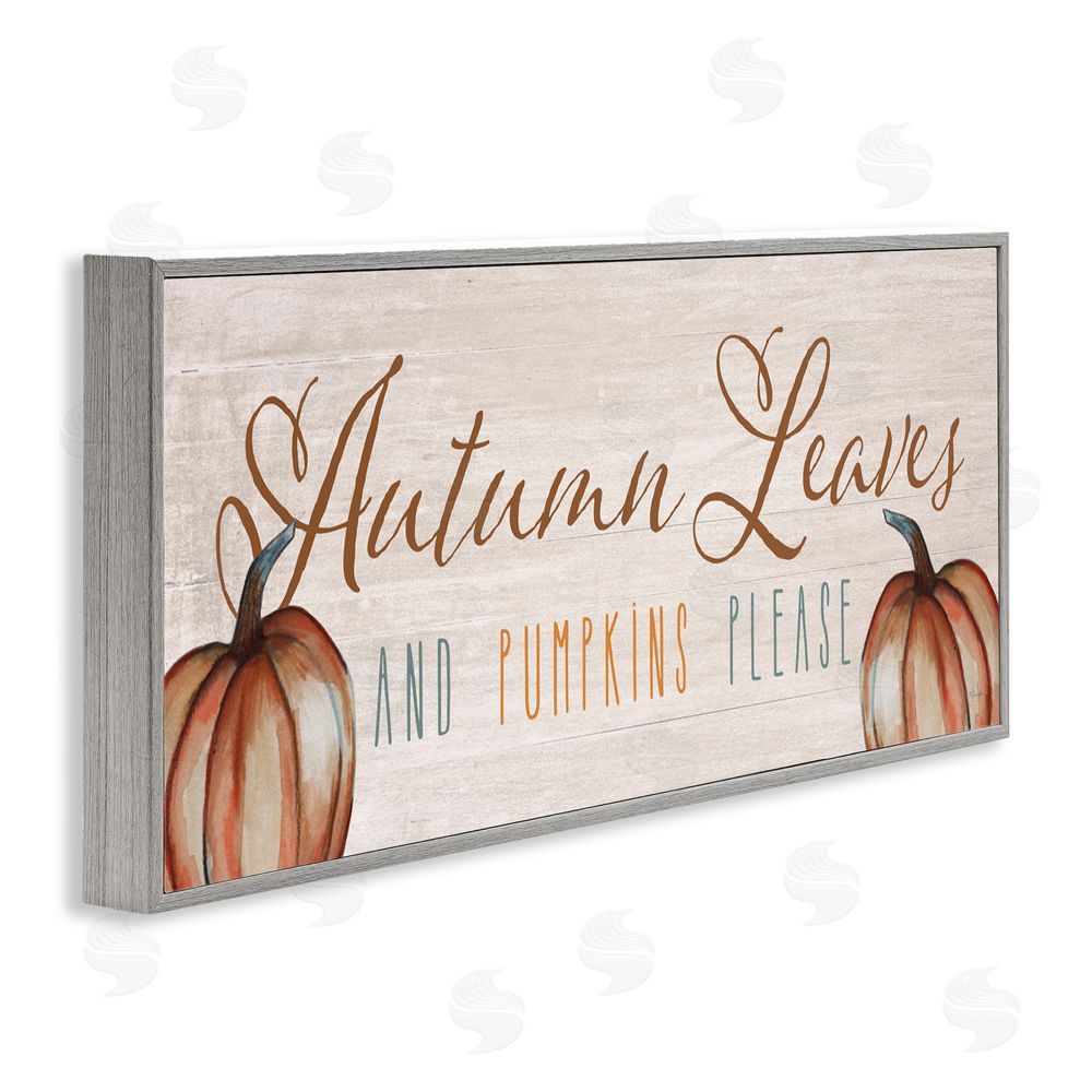 Yass Naffas Designs Autumn Traditions Leaves & Pumpkins Gray Framed Giclee Art Print