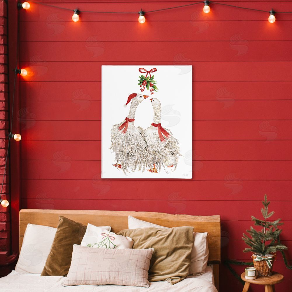 Cindy Jacobs Romantic Geese under Mistletoe Printed Wall Art in Room