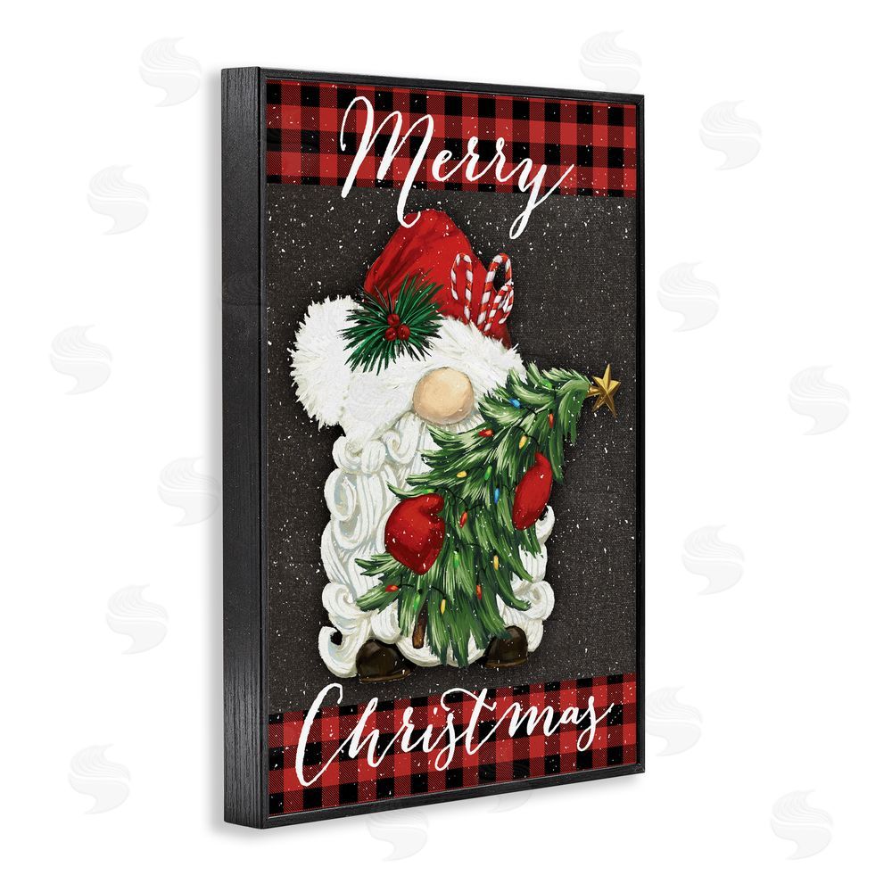 Dogwood Portfolio Merry Christmas Gnome & Plaid Black Framed Giclee Art Print