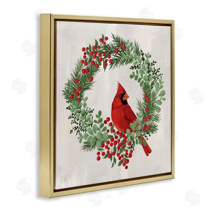 Cat Thurman Designs | Perched Cardinal Festive Wreath