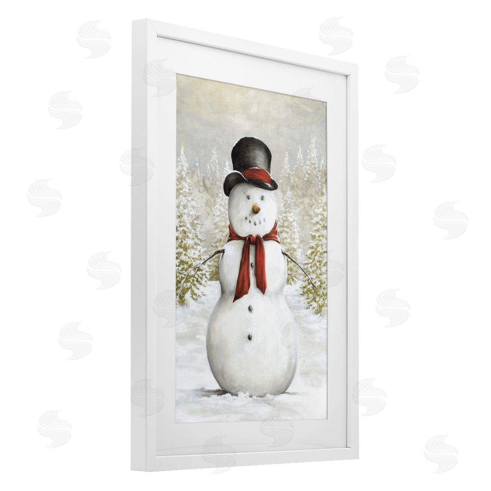 Dogwood Portfolio Traditional Snowman in Clearing White Framed Print Under Glass Art