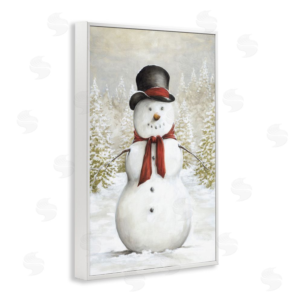 Dogwood Portfolio Traditional Snowman in Clearing White Frame Giclee Art Print