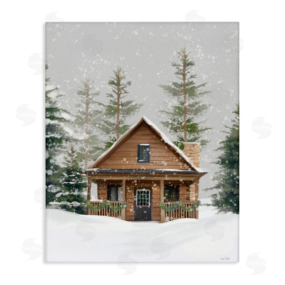 House Fenway Cozy Snowy Forest Cabin Canvas Wall Art Print
