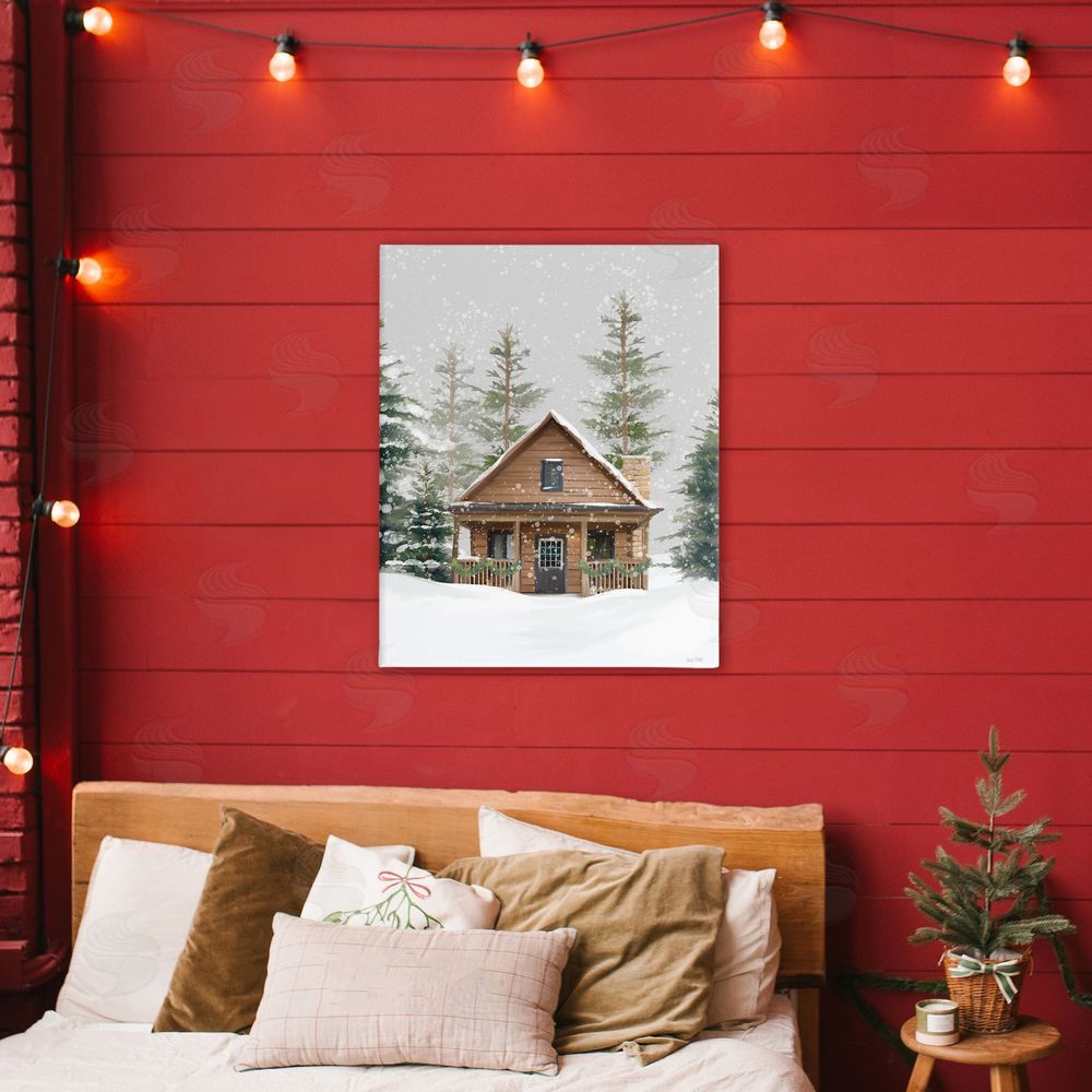 House Fenway Cozy Snowy Forest Cabin Printed Wall Art in Room