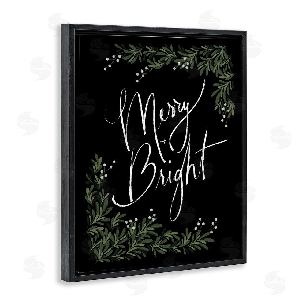 Dogwood Portfolio Minimal Merry & Bright with Botanicals Black Floating Frame Canvas Wall Art Print