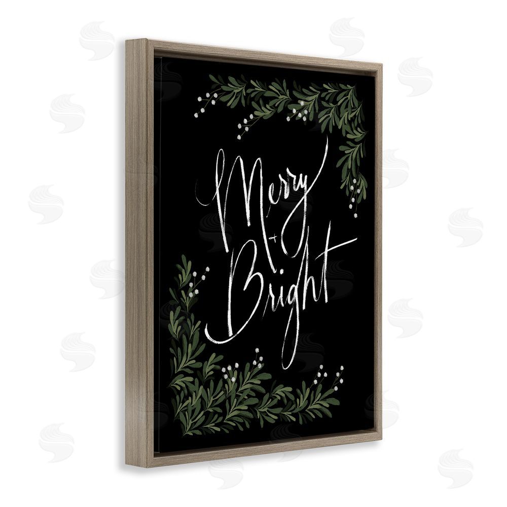 Dogwood Portfolio Minimal Merry & Bright with Botanicals Brown Floating Frame Canvas Art Print