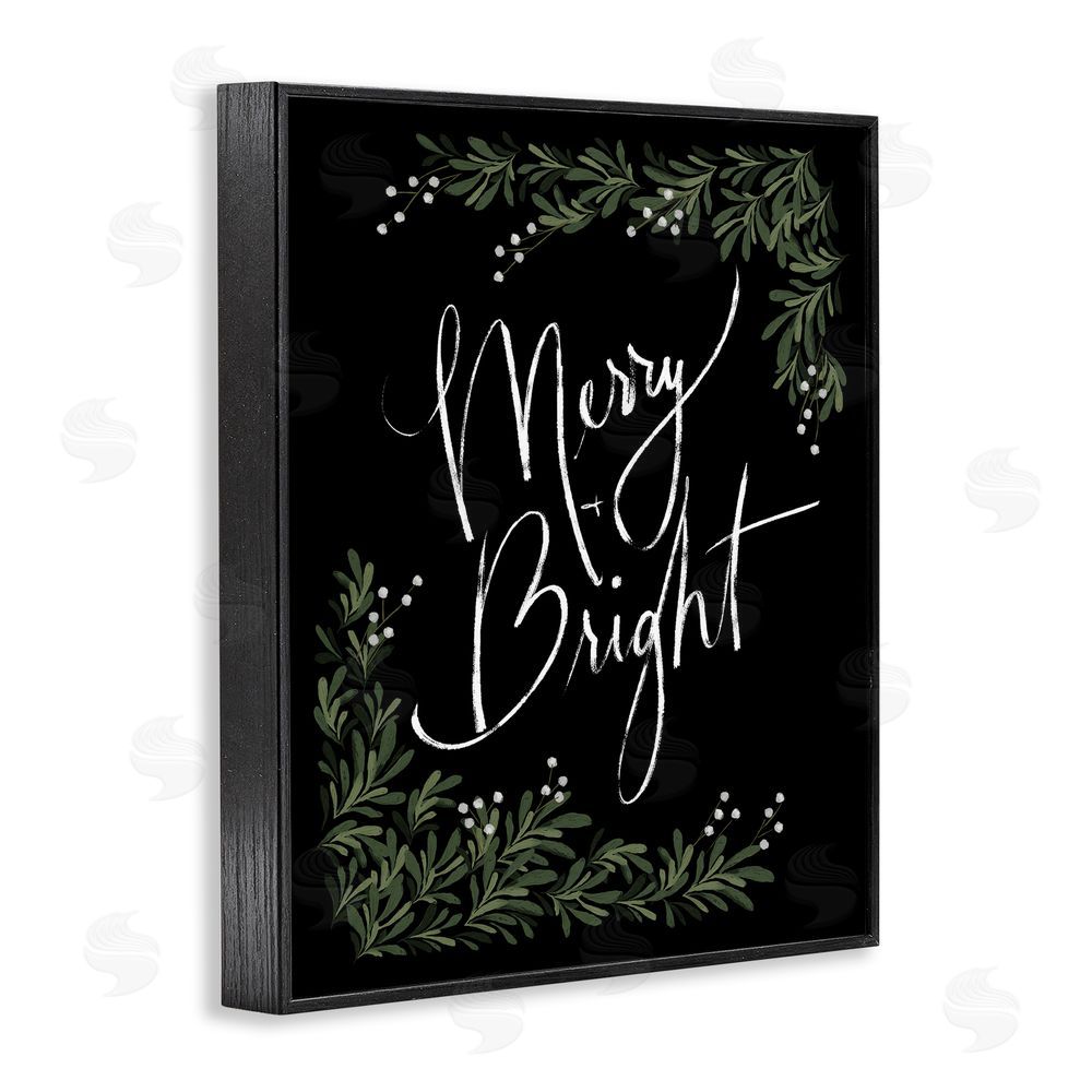 Dogwood Portfolio Minimal Merry & Bright with Botanicals Black Framed Giclee Art Print