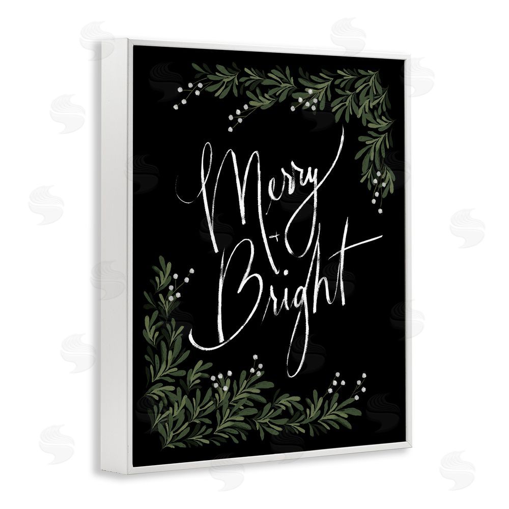 Dogwood Portfolio Minimal Merry & Bright with Botanicals White Frame Giclee Art Print