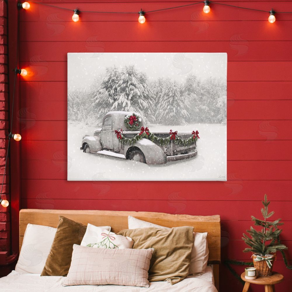 Lori Deiter Snowy White Antique Truck Printed Wall Art in Room