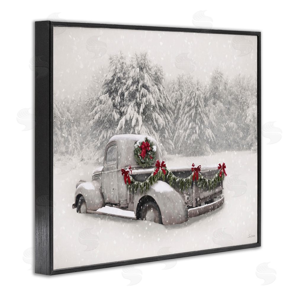 Lori Deiter Snowy White Antique Truck Black Framed Giclee Art Print