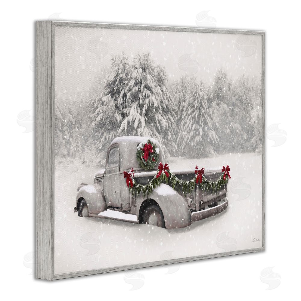 Lori Deiter Snowy White Antique Truck Gray Framed Giclee Art Print