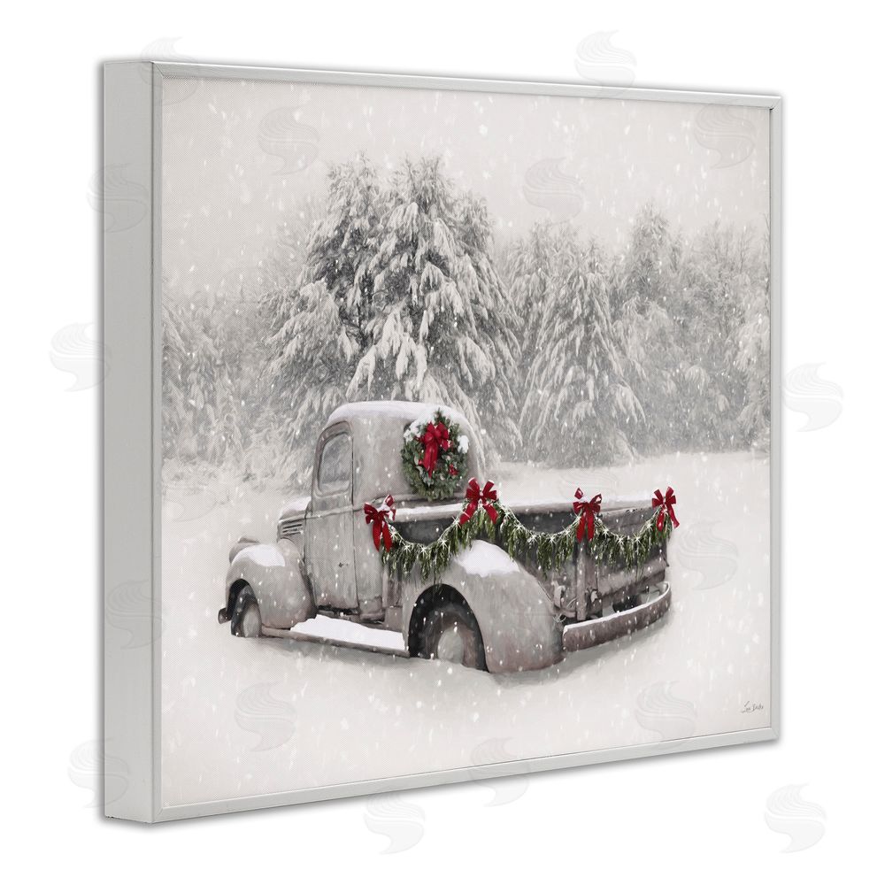 Lori Deiter Snowy White Antique Truck White Frame Giclee Art Print