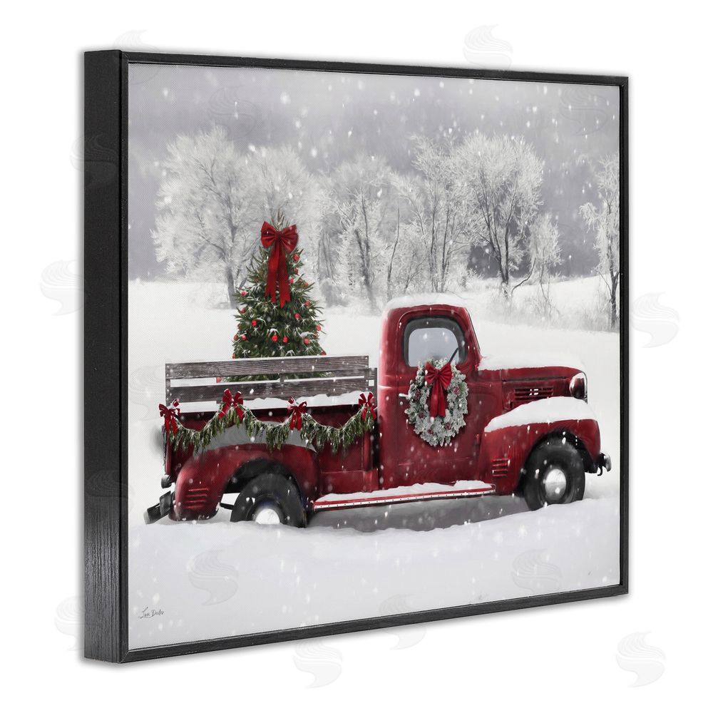 Lori Deiter Wreath Bedecked Christmas Truck Black Framed Giclee Art Print