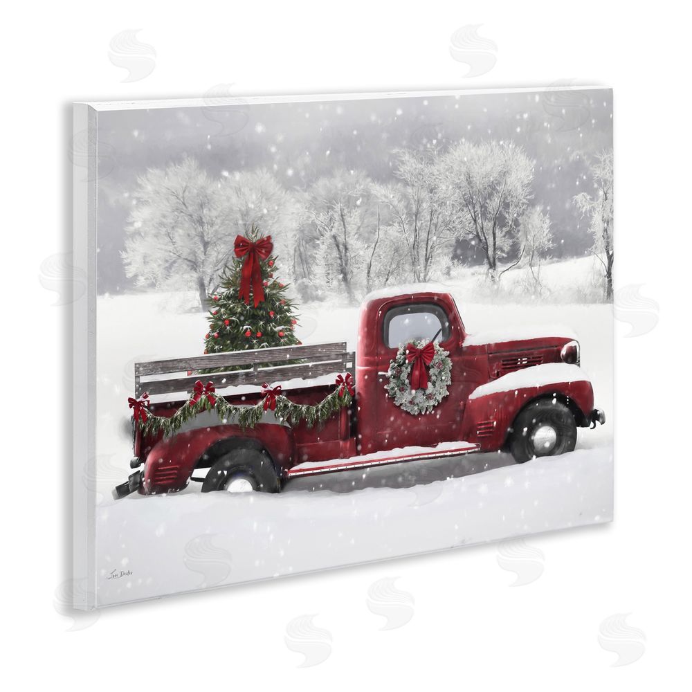 Lori Deiter Wreath Bedecked Christmas Truck Wall Plaque Art Print