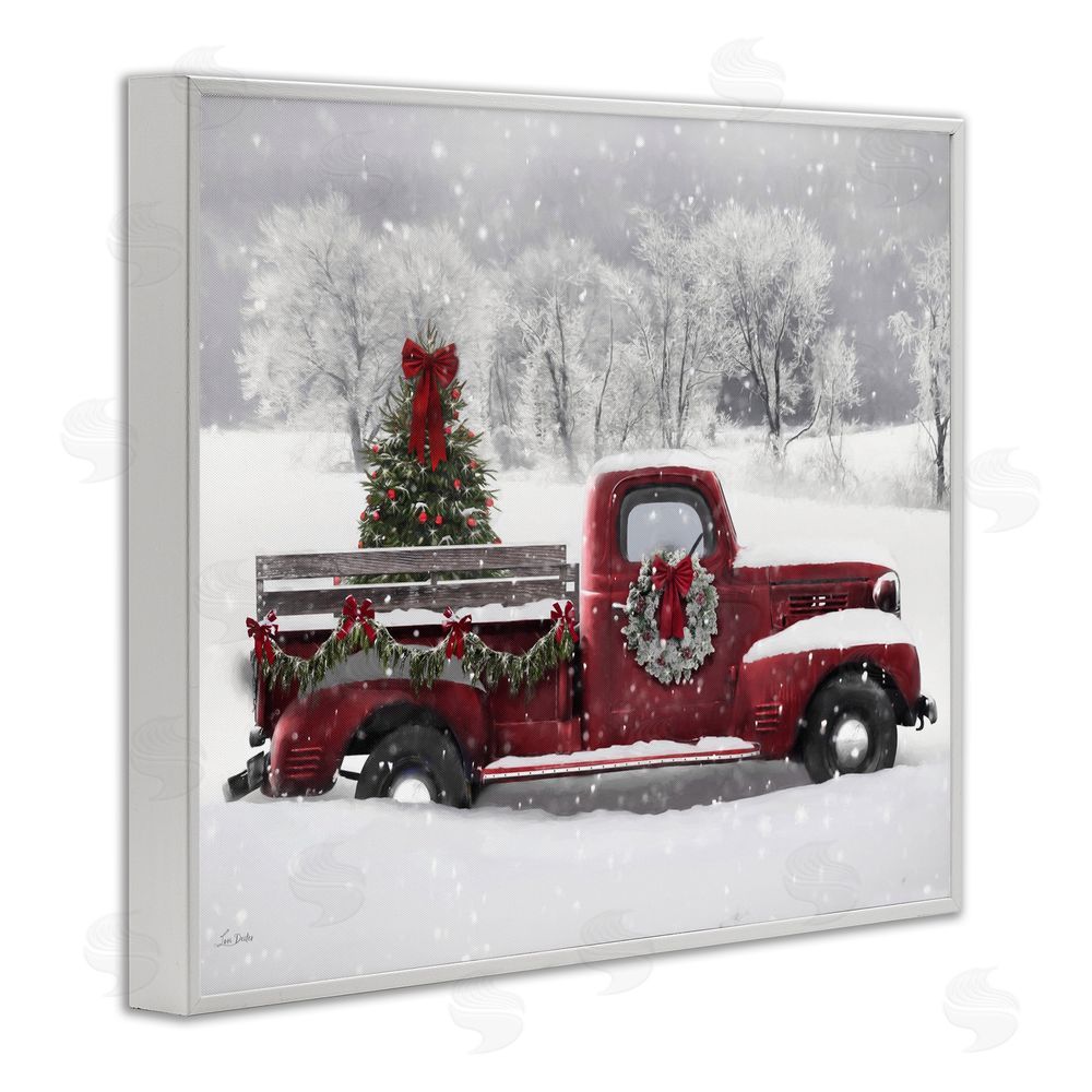 Lori Deiter Wreath Bedecked Christmas Truck White Frame Giclee Art Print