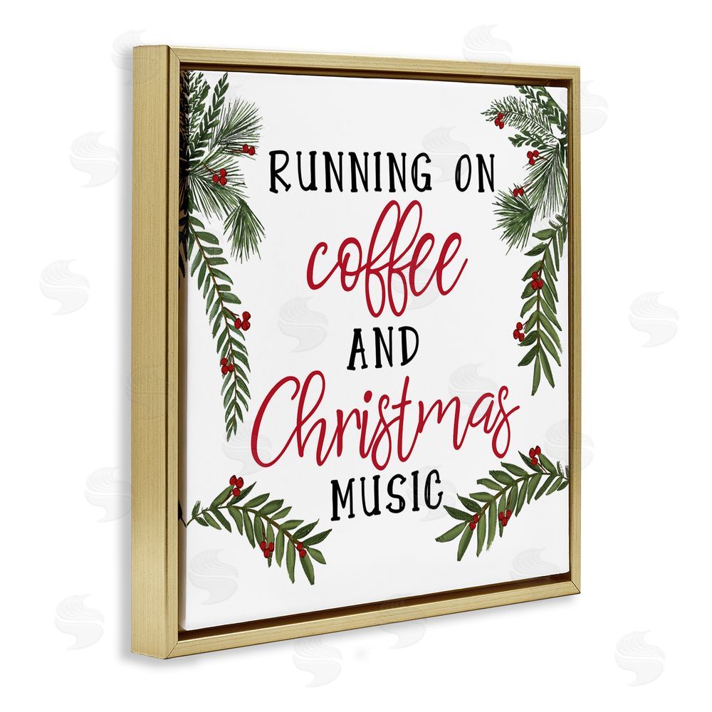 Dogwood Portfolio Coffee & Christmas Music Gold Floating Frame Canvas Art Print