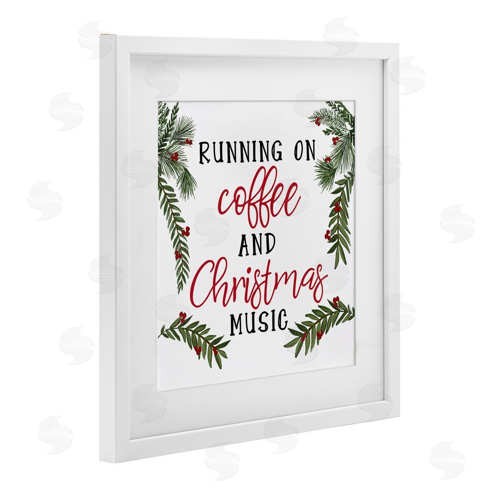 Dogwood Portfolio Coffee & Christmas Music White Framed Print Under Glass Art