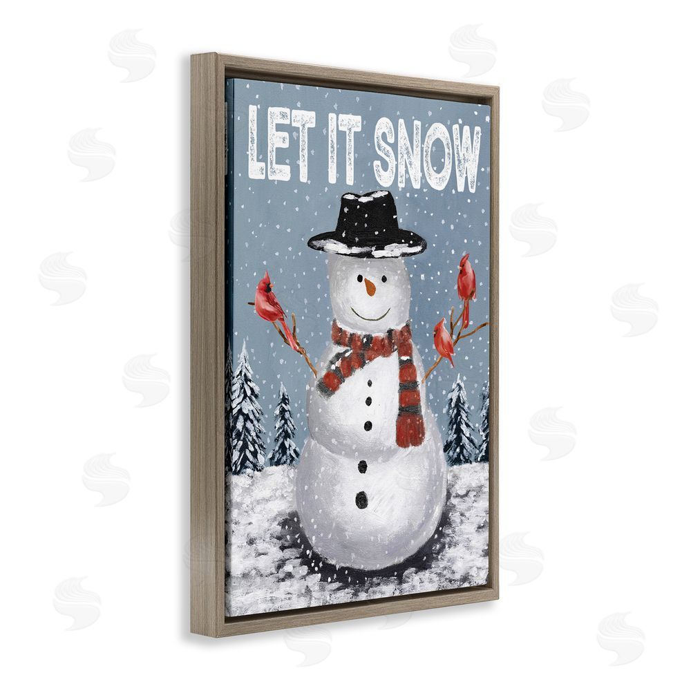 Dogwood Portfolio Let It Snow Joyful Snowman Brown Floating Frame Canvas Art Print