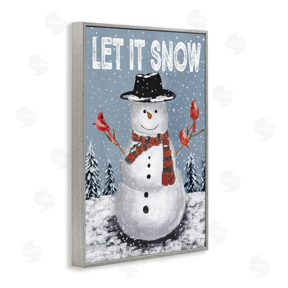 Dogwood Portfolio Let It Snow Joyful Snowman Gray Framed Giclee Art Print