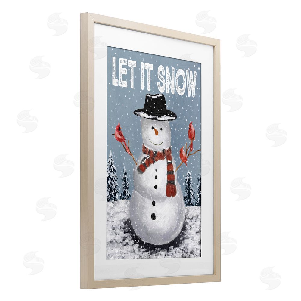 Dogwood Portfolio Let It Snow Joyful Snowman Birch Framed Print Under Glass Art
