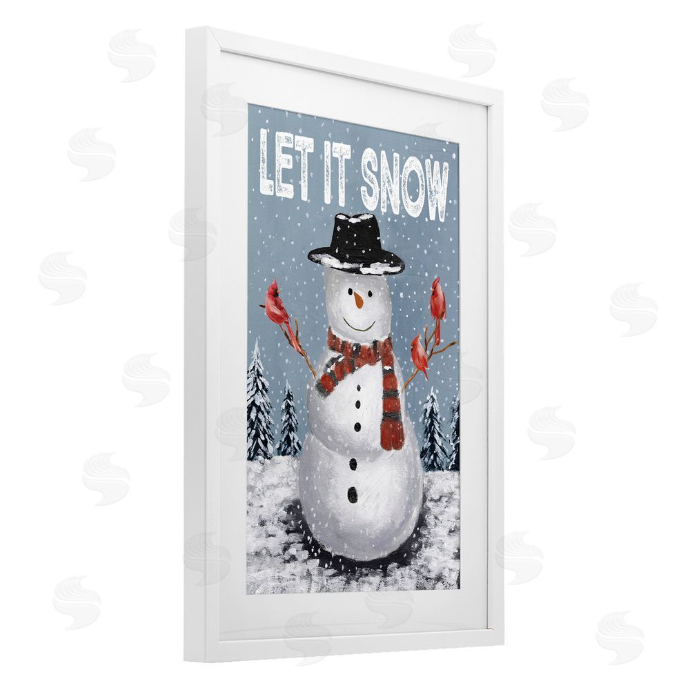 Dogwood Portfolio Let It Snow Joyful Snowman White Framed Print Under Glass Art