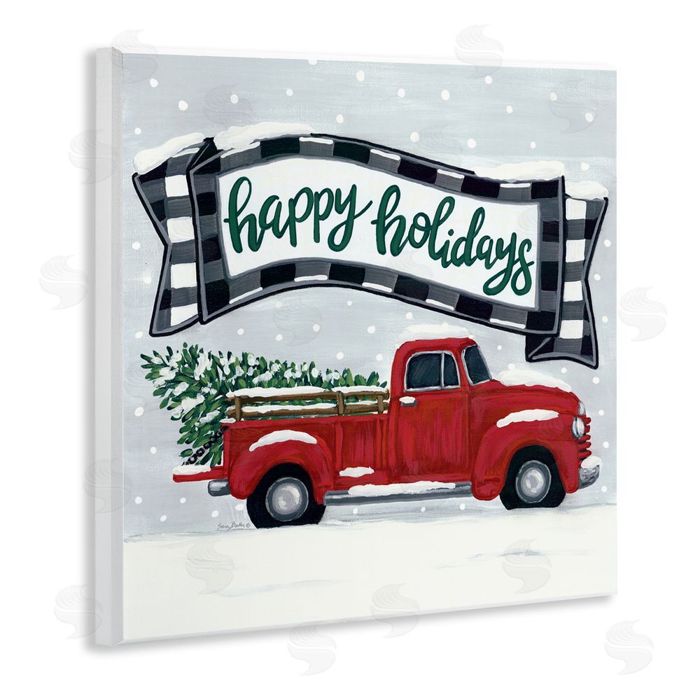 Sara Baker Happy Holiday Farm Truck & Tree Wall Plaque Art Print