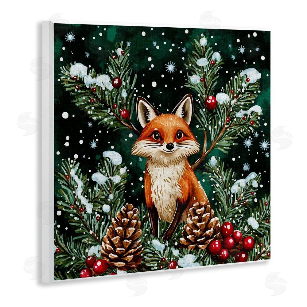 Yen Winter Fox & Pinecones Wall Plaque Art Print