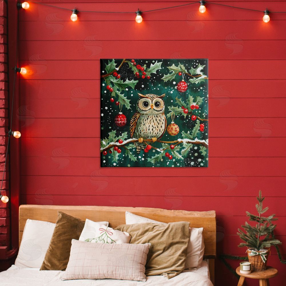 Yen Winter Owl with Gentle Snowfall Printed Wall Art in Room