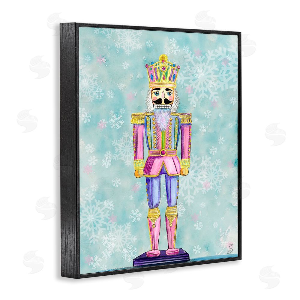 Sara Culpepper Pastel Nutcracker on Snowflakes Black Framed Giclee Art Print