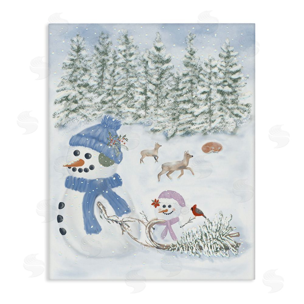 Leslie Hermosa Fun In The Snow Baby Snowman Canvas Wall Art Print