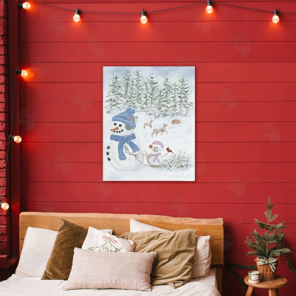 Leslie Hermosa Fun In The Snow Baby Snowman Printed Wall Art in Room