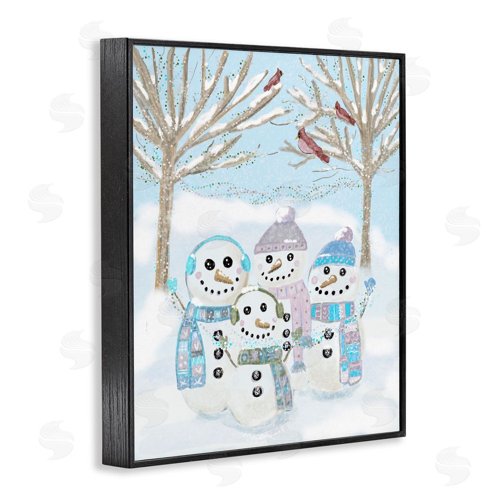 Kristal Clifford Happy Snowman Family Black Framed Giclee Art Print