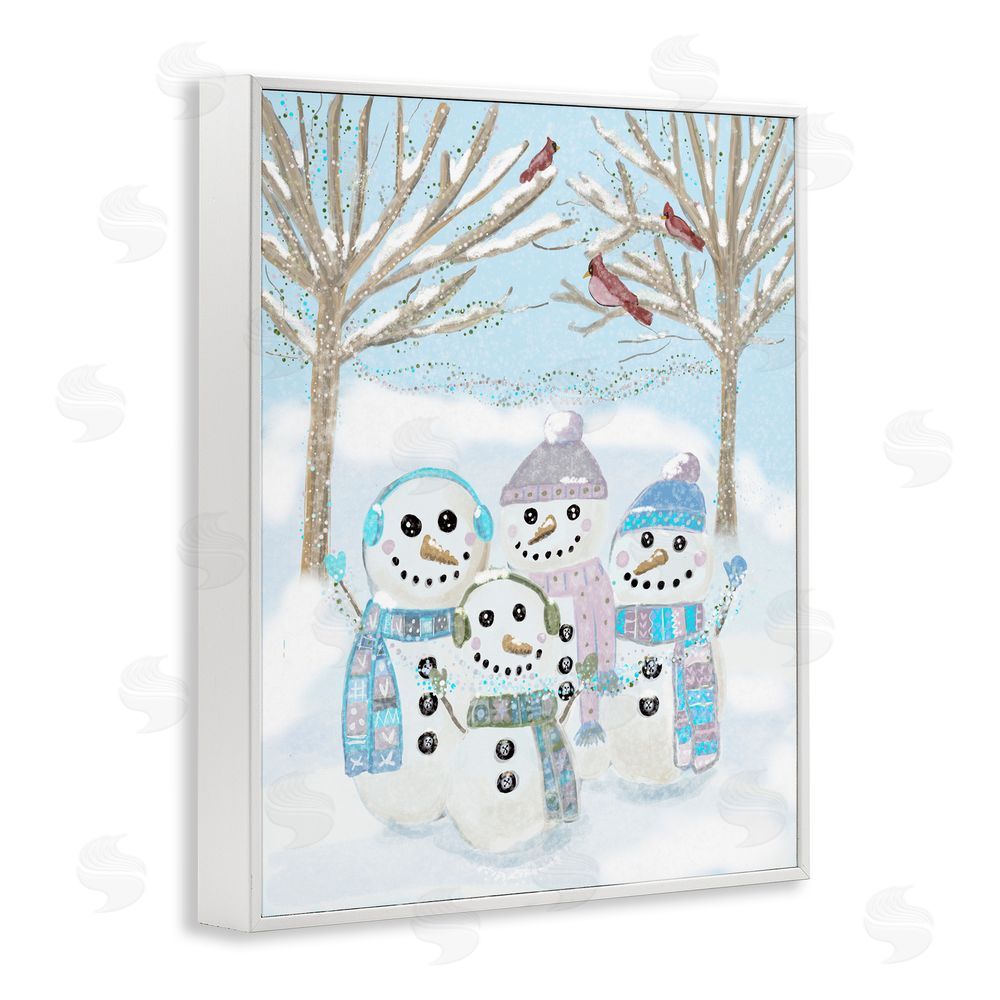 Kristal Clifford Happy Snowman Family White Frame Giclee Art Print