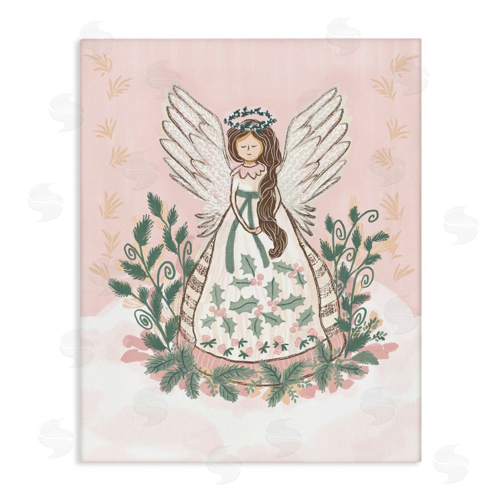 Connie Summers Christmas Angel with Botanicals Canvas Wall Art Print