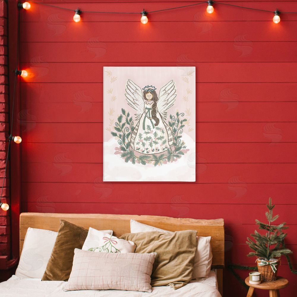 Connie Summers Christmas Angel with Botanicals Printed Wall Art in Room