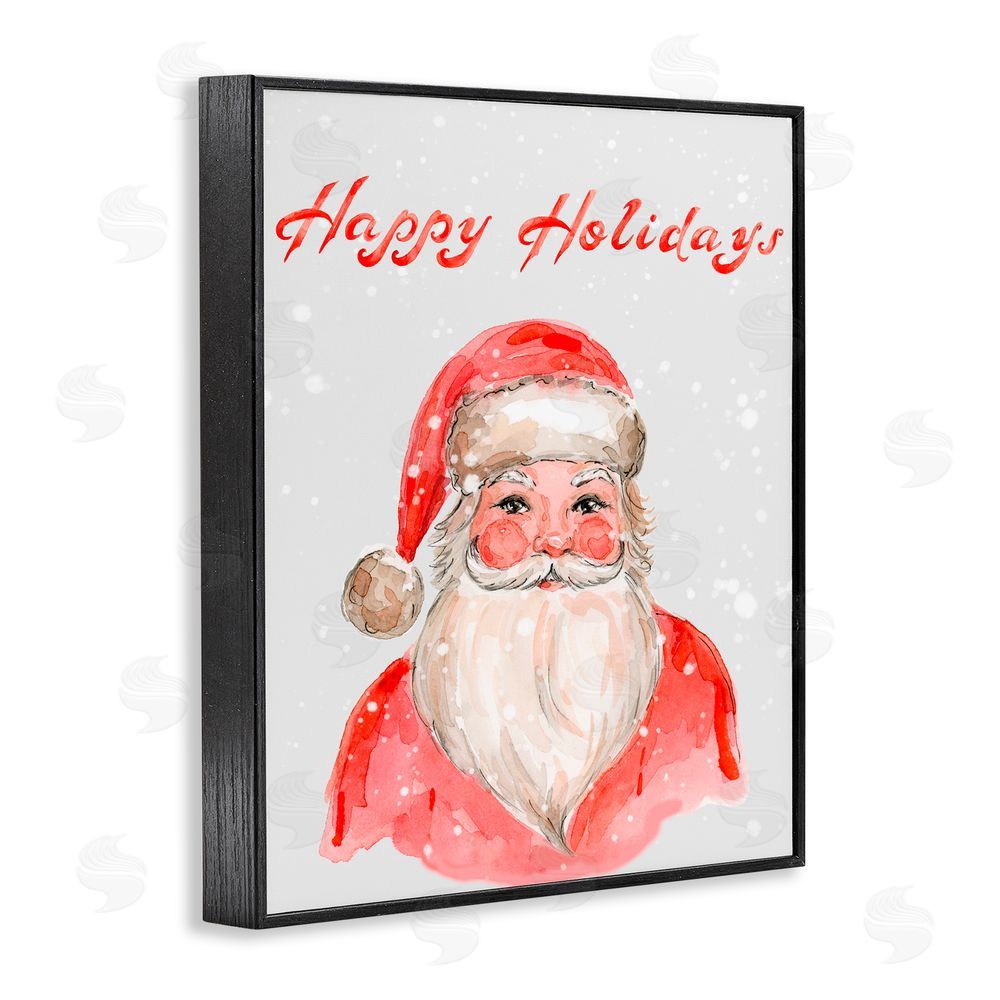 Elena Fay Happy Holidays Jolly Santa Black Framed Giclee Art Print