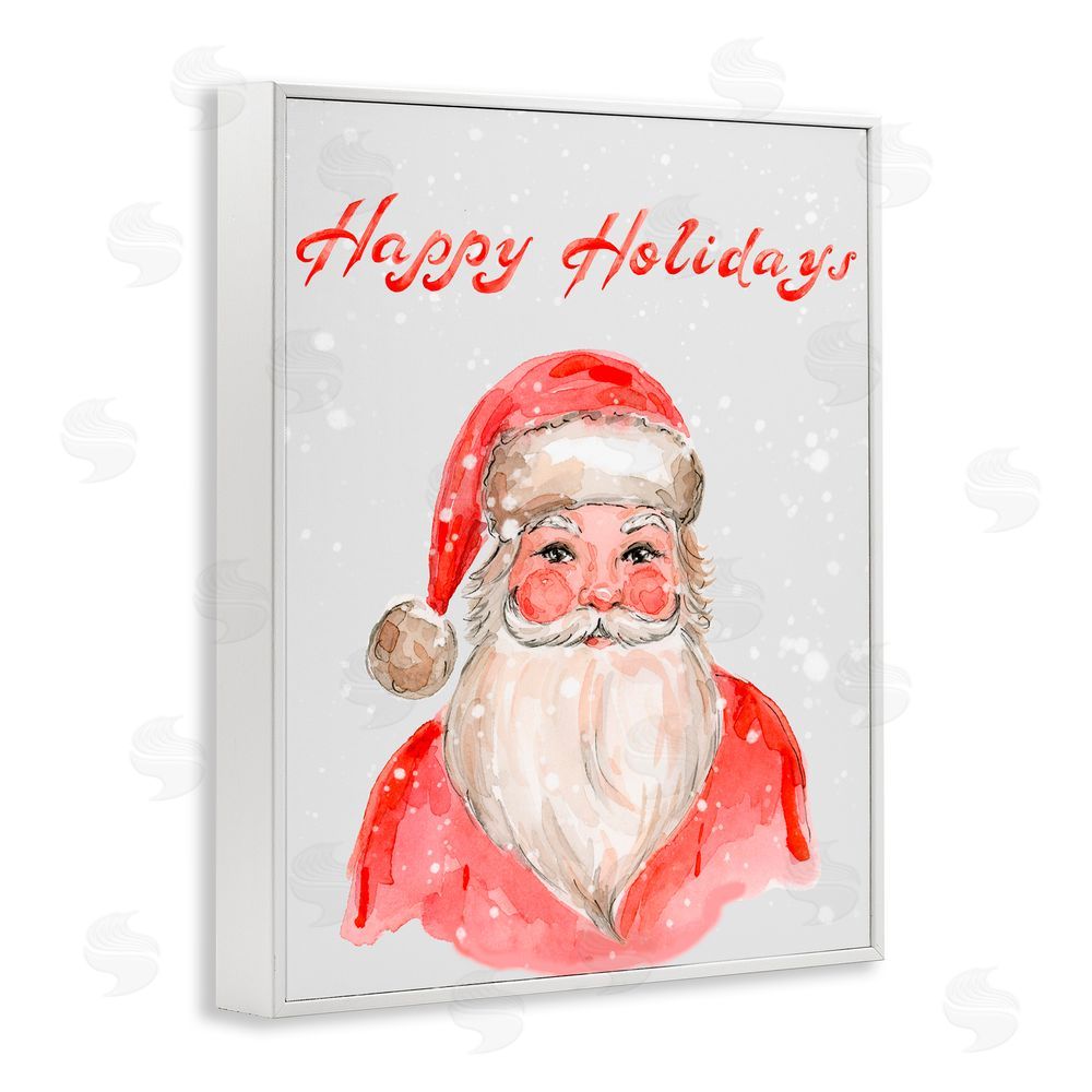 Elena Fay Happy Holidays Jolly Santa White Frame Giclee Art Print