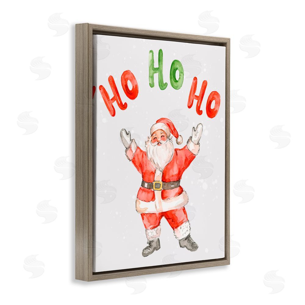 Elena Fay Ho Ho Ho Jolly Santa Claus Brown Floating Frame Canvas Art Print