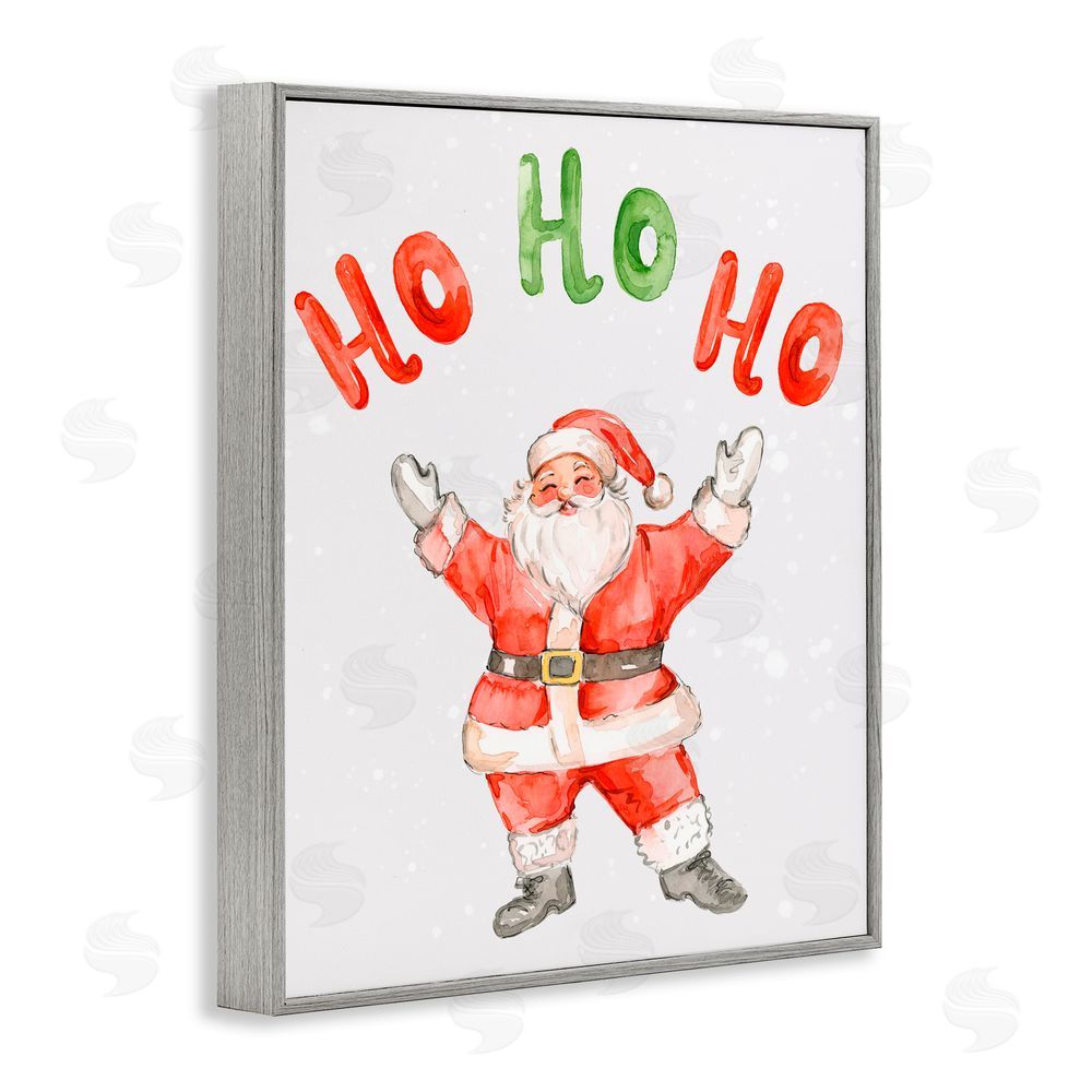 Elena Fay Ho Ho Ho Jolly Santa Claus Gray Framed Giclee Art Print