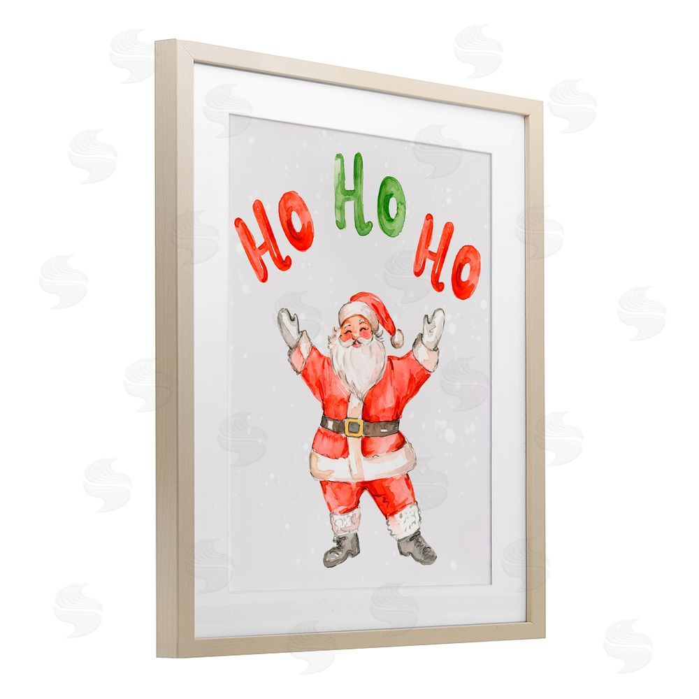 Elena Fay Ho Ho Ho Jolly Santa Claus Birch Framed Print Under Glass Art