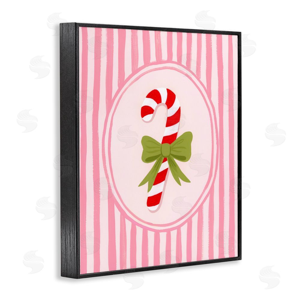 Courtney Haley Candy Cane with Ribbon Stripes Black Framed Giclee Art Print